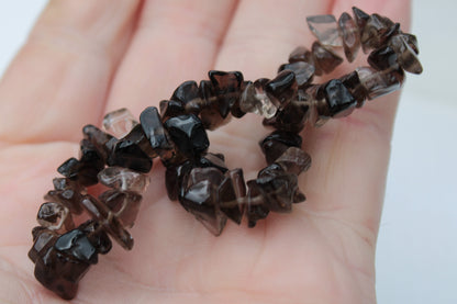 Smoky Quartz chip bracelet 15-17g Rocks and Things