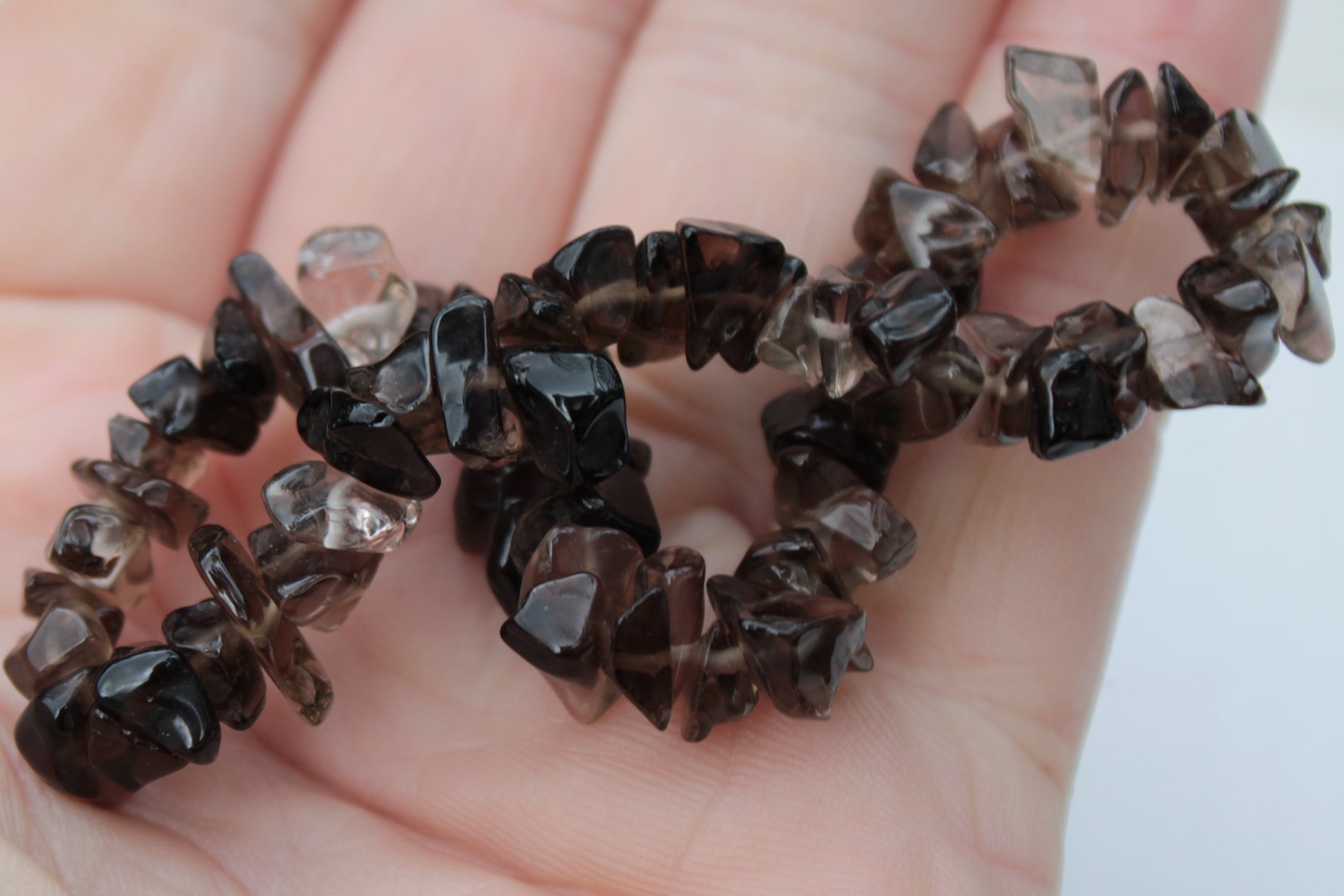 Smoky Quartz chip bracelet 15-17g Rocks and Things