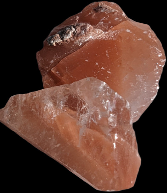 Red natural Calcite 2 crystals 15-18g in sunlight - Rocks and Things Store