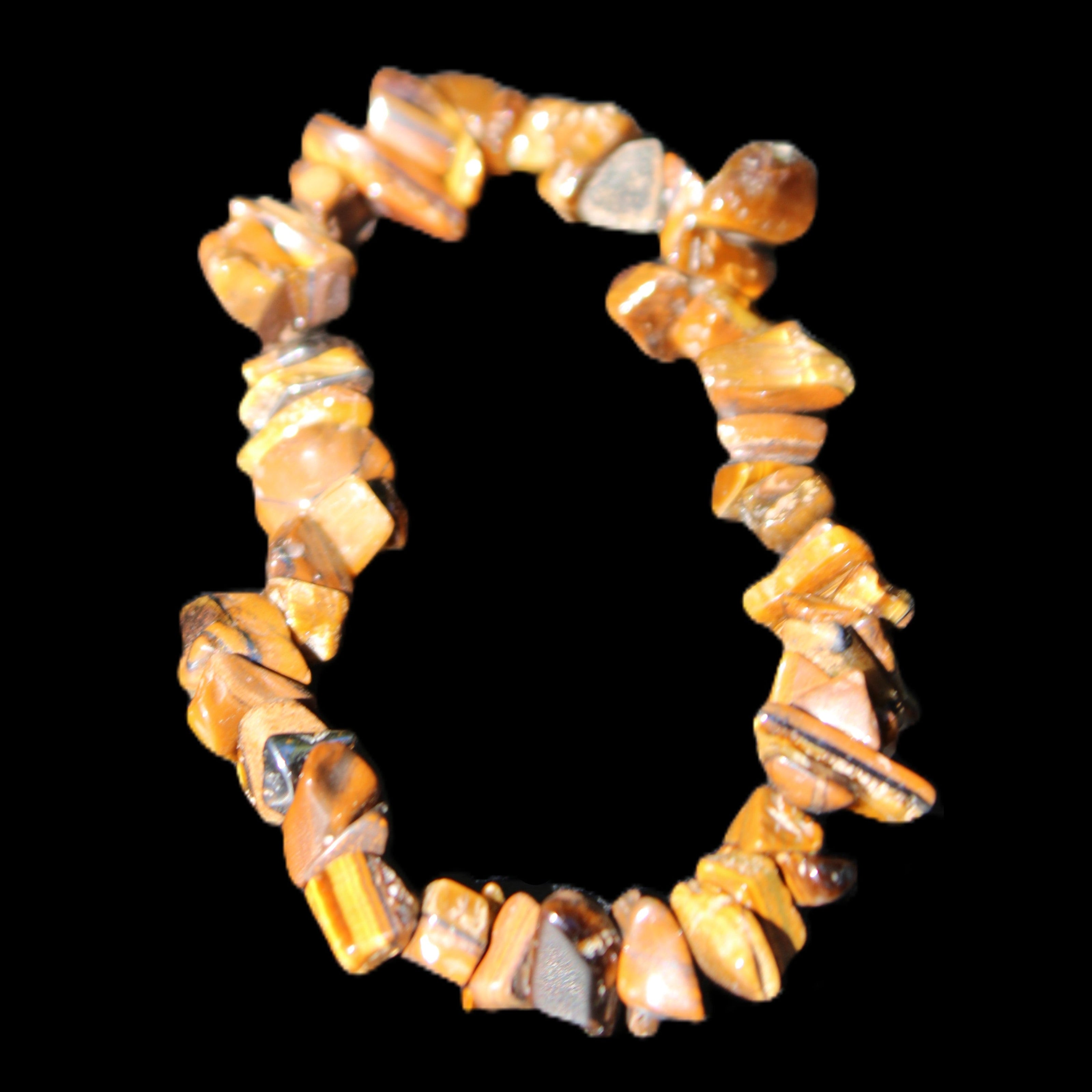 Tigers Eye chip bracelet 19g in sunlight - Rocks and Things Store