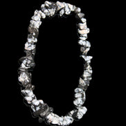 Snowflake Obsidian chip bracelet 10g in sunlight - Rocks and Things Store