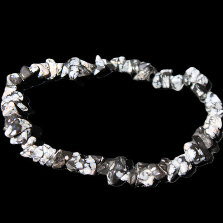 Snowflake Obsidian chip bracelet 10g in sunlight - Rocks and Things Store