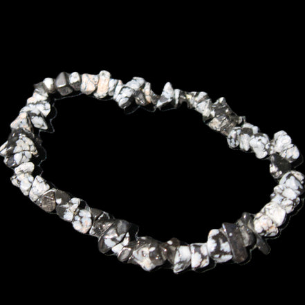 Snowflake Obsidian chip bracelet 10g in sunlight - Rocks and Things Store