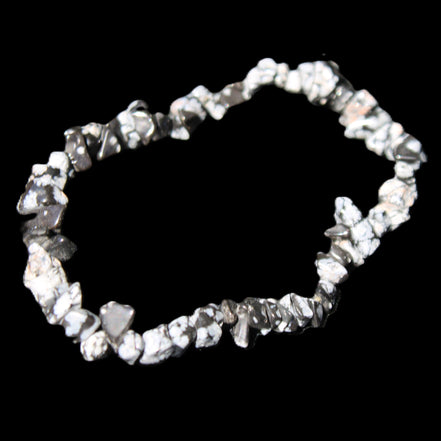 Snowflake Obsidian chip bracelet 10g in sunlight - Rocks and Things Store