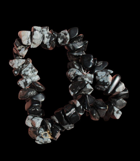 Snowflake Obsidian chip bracelet 10g -  Rocks and Things Store