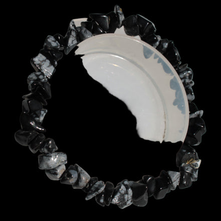Snowflake Obsidian chip bracelet 10g -  Rocks and Things Store