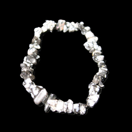 Snowflake Obsidian chip bracelet 10g in sunlight - Rocks and Things Store