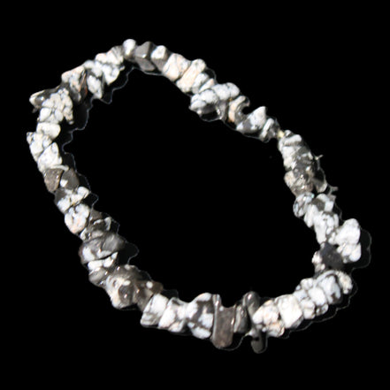 Snowflake Obsidian chip bracelet 10g in sunlight - Rocks and Things Store
