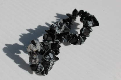 Snowflake Obsidian chip bracelet 10-15g Rocks and Things