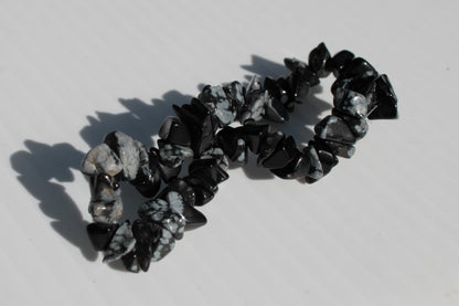 Snowflake Obsidian chip bracelet 10-15g Rocks and Things