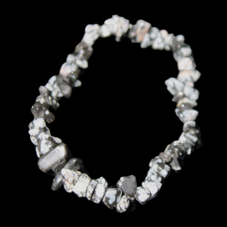 Snowflake Obsidian chip bracelet 10g in sunlight - Rocks and Things Store