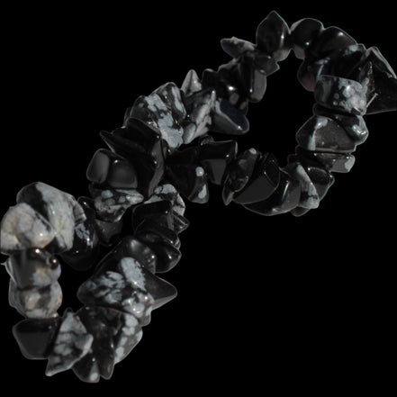 Snowflake Obsidian chip bracelet 10g -  Rocks and Things Store