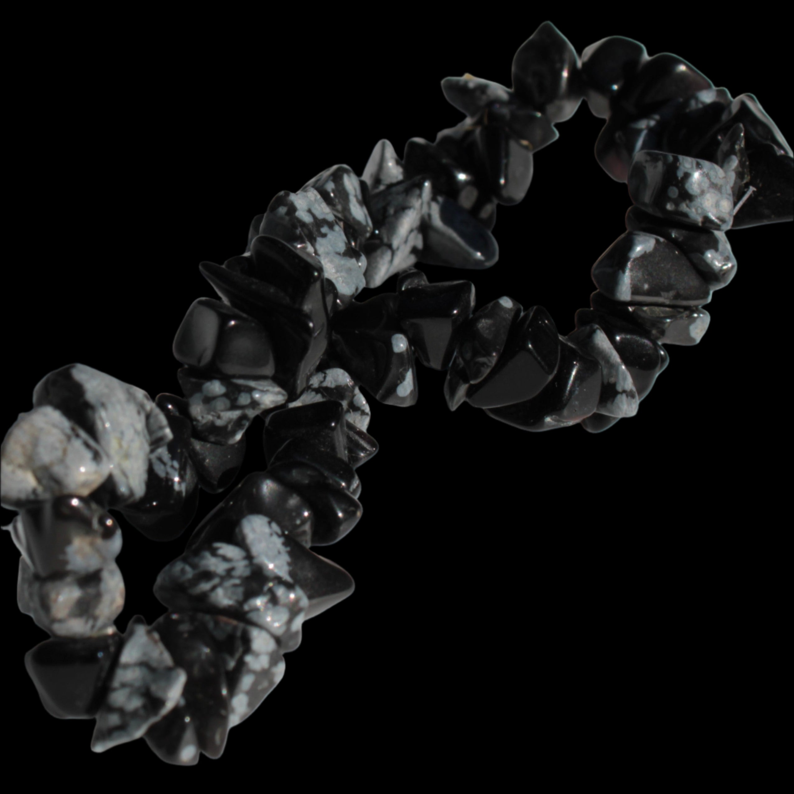 Snowflake Obsidian chip bracelet 10g -  Rocks and Things Store