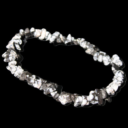 Snowflake Obsidian chip bracelet 10g in sunlight - Rocks and Things Store