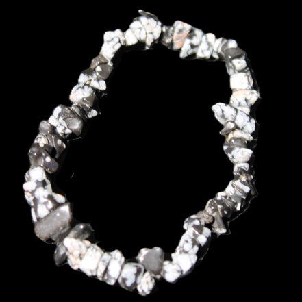 Snowflake Obsidian chip bracelet 10g in sunlight - Rocks and Things Store