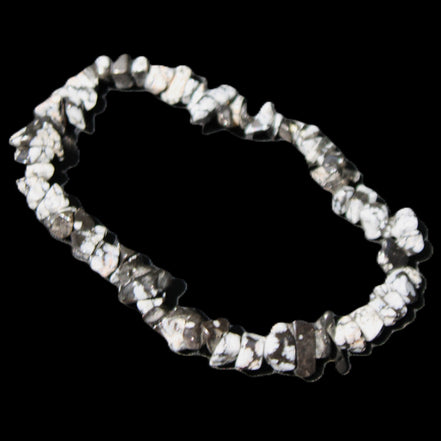 Snowflake Obsidian chip bracelet 10g in sunlight - Rocks and Things Store