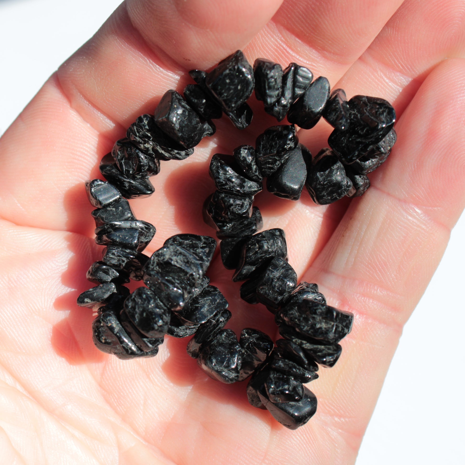 Black Obsidian chip bracelet 17-24g Rocks and Things