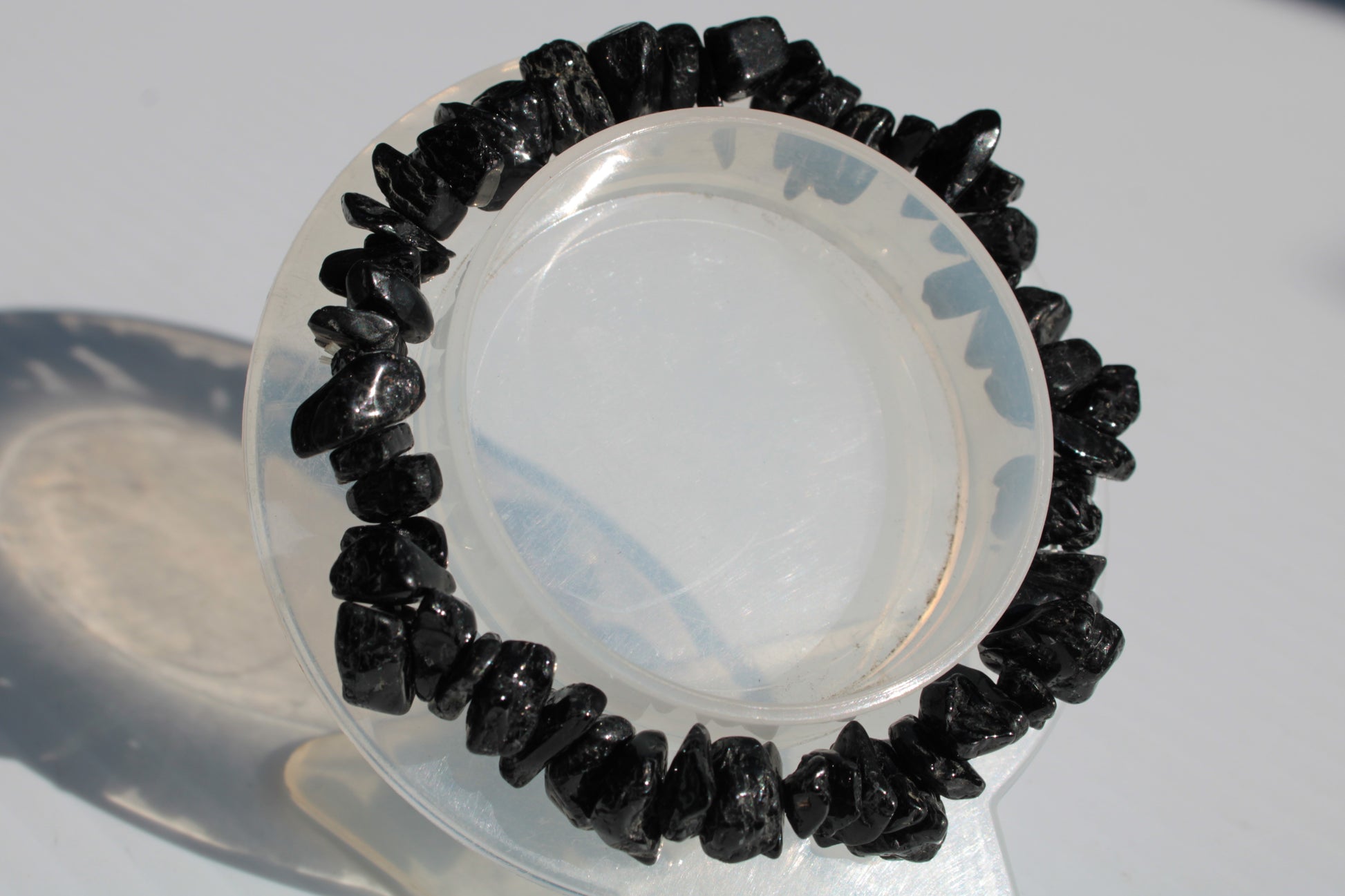 Black Obsidian chip bracelet 17-24g Rocks and Things