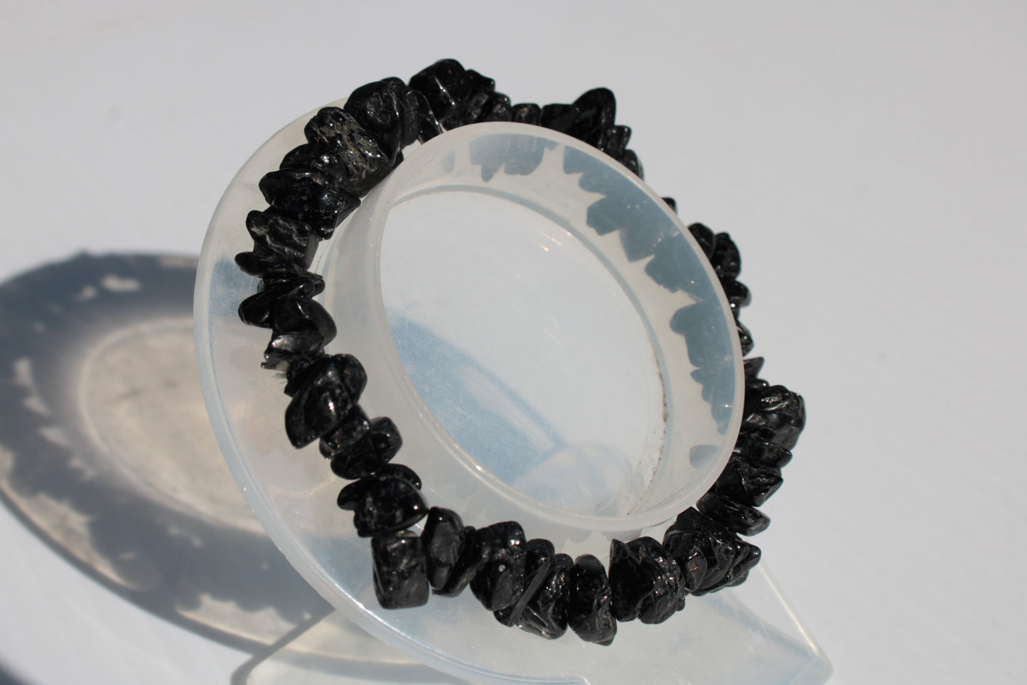 Black Obsidian chip bracelet 17-24g Rocks and Things