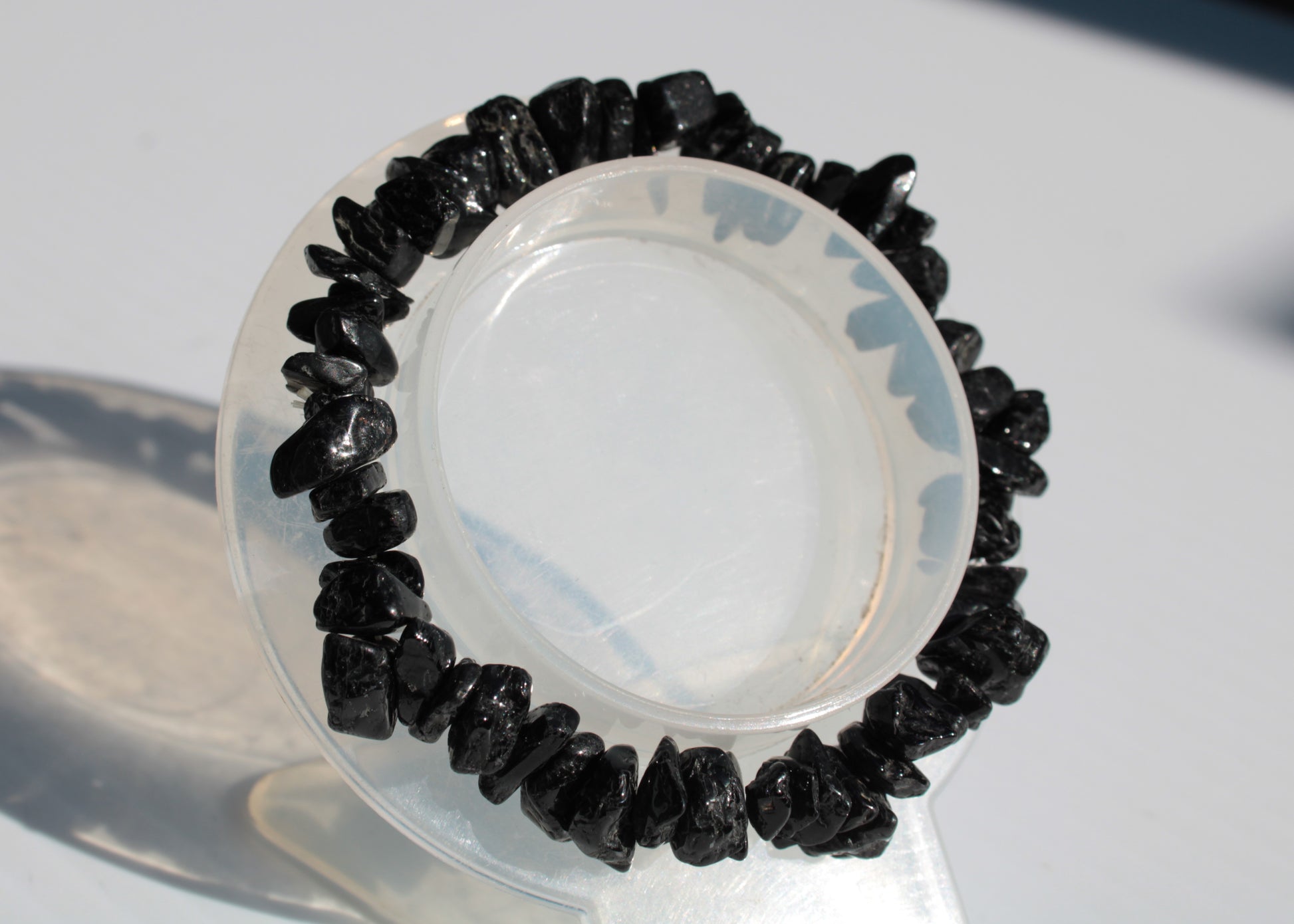 Black Obsidian chip bracelet 17-24g Rocks and Things