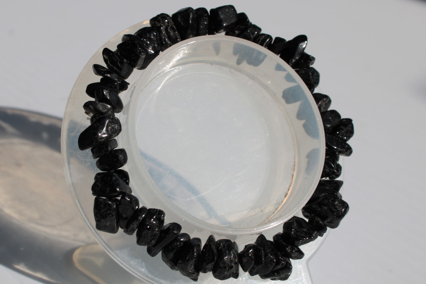 Black Obsidian chip bracelet 17-24g Rocks and Things