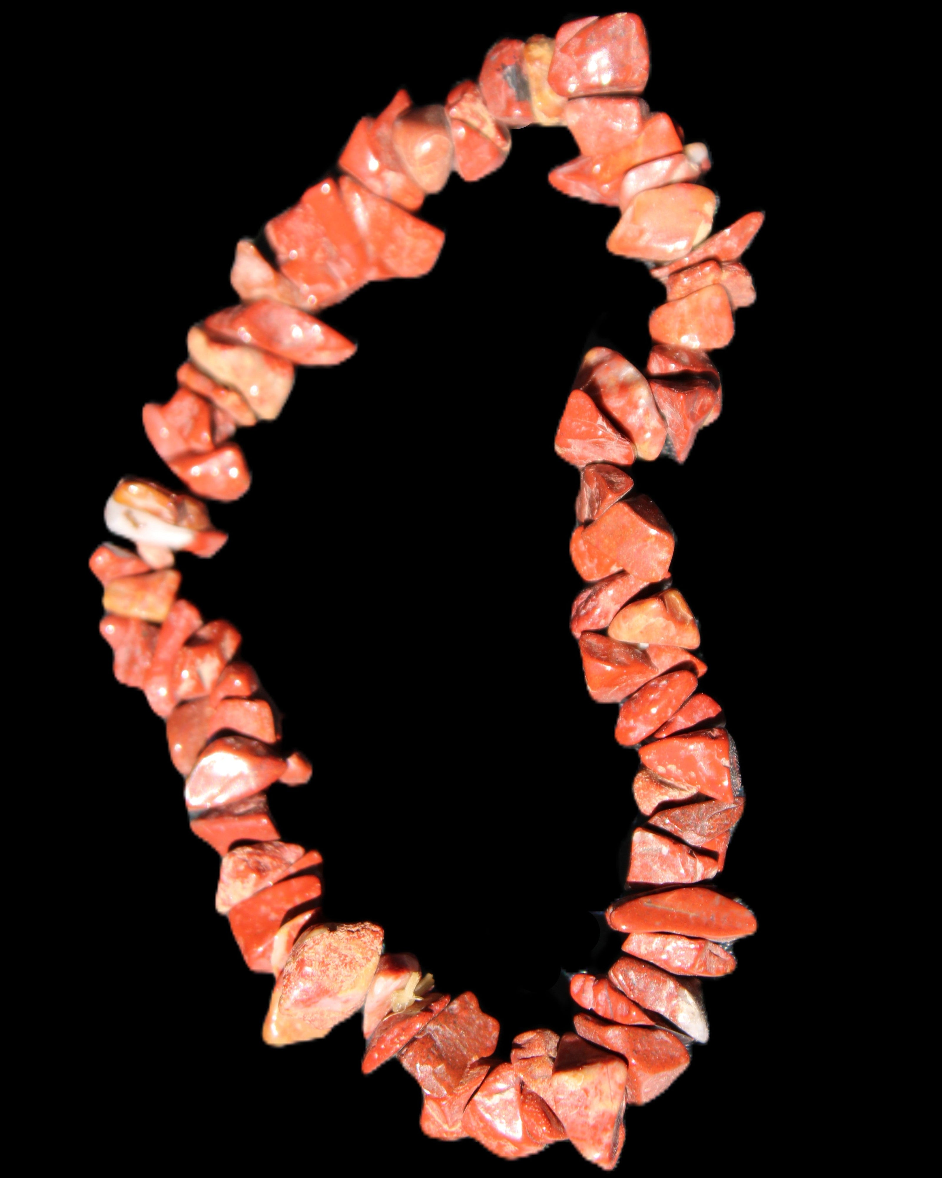 Red Jasper chip bracelet 17-18g in sunlight - Rocks and Things Store