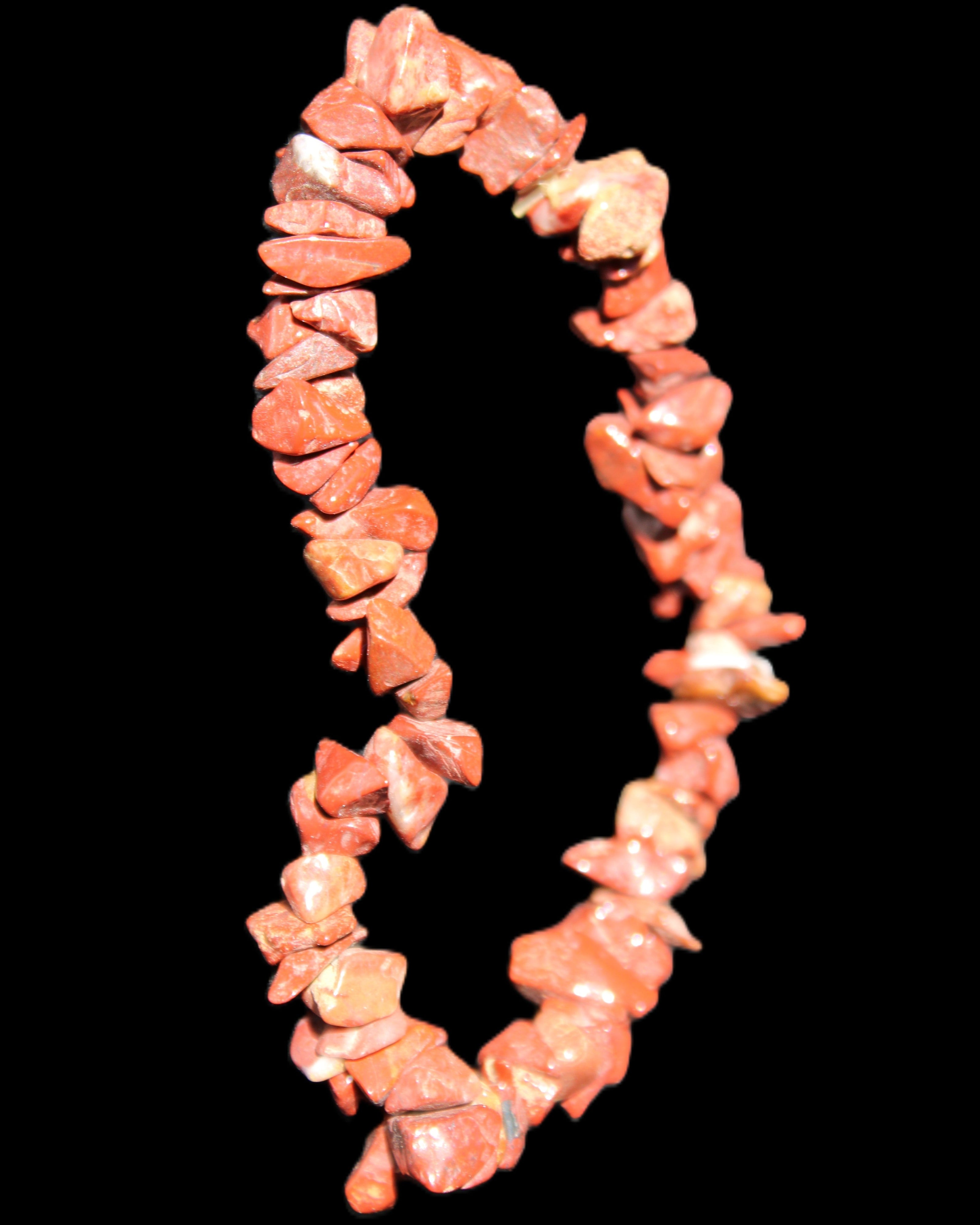 Red Jasper chip bracelet 17-18g in sunlight - Rocks and Things Store