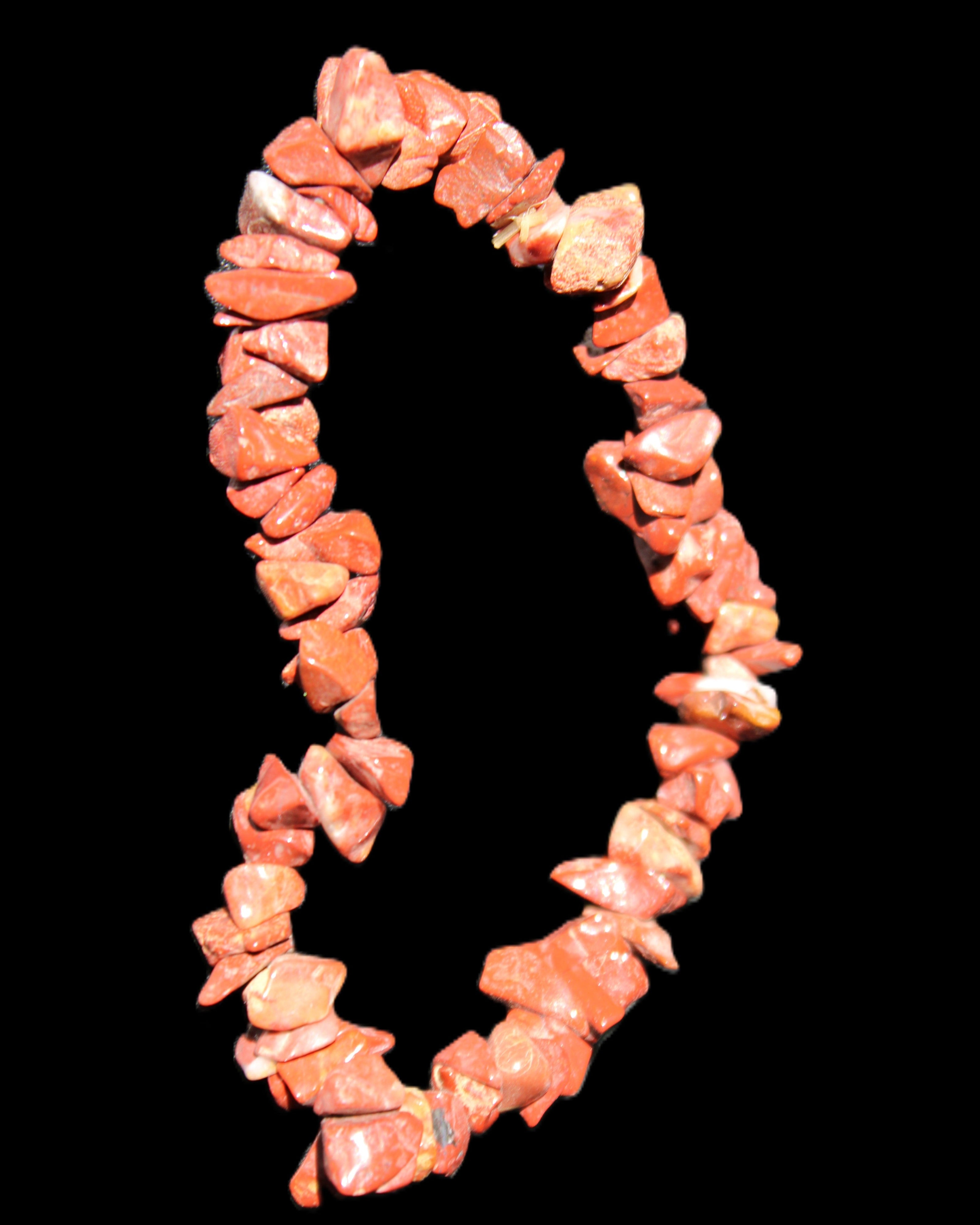 Red Jasper chip bracelet 17-18g in sunlight - Rocks and Things Store