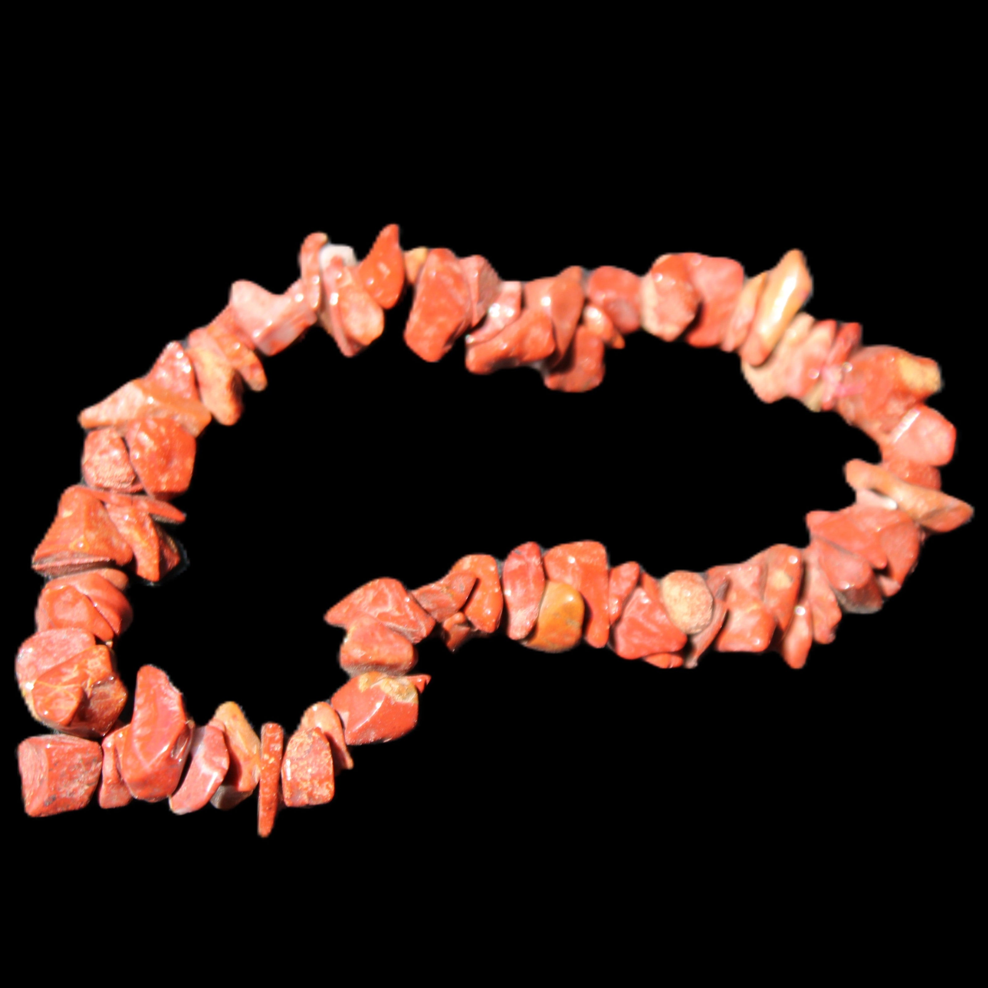 Red Jasper chip bracelet 17-18g in sunlight - Rocks and Things Store