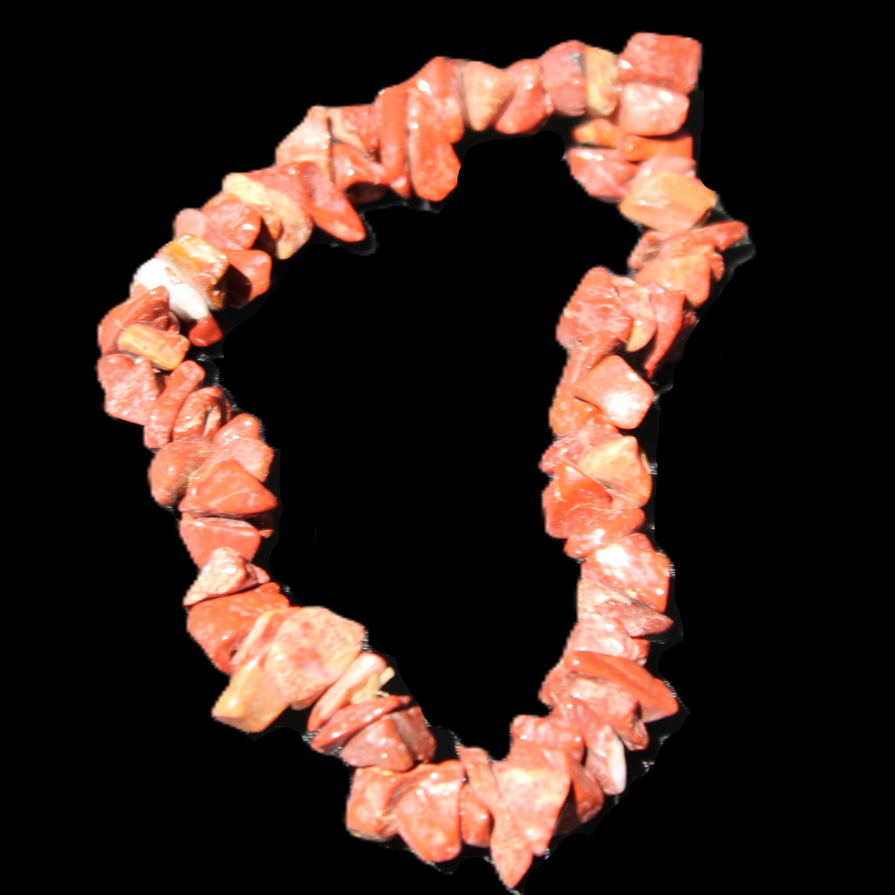 Red Jasper chip bracelet 17-18g in sunlight - Rocks and Things Store