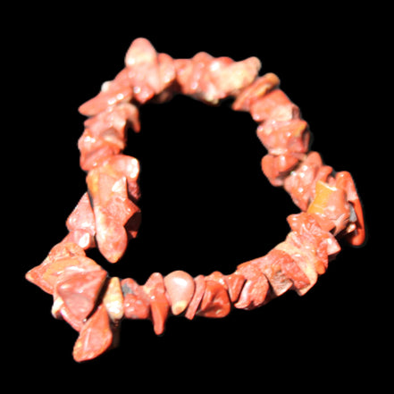 Red Jasper chip bracelet 17-18g in sunlight - Rocks and Things Store
