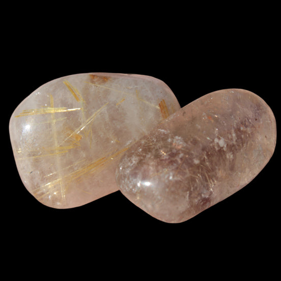Golden Hair Rutile Quartz 2 tumbled crystals 12-15g in sunlight - Rocks and Things Store