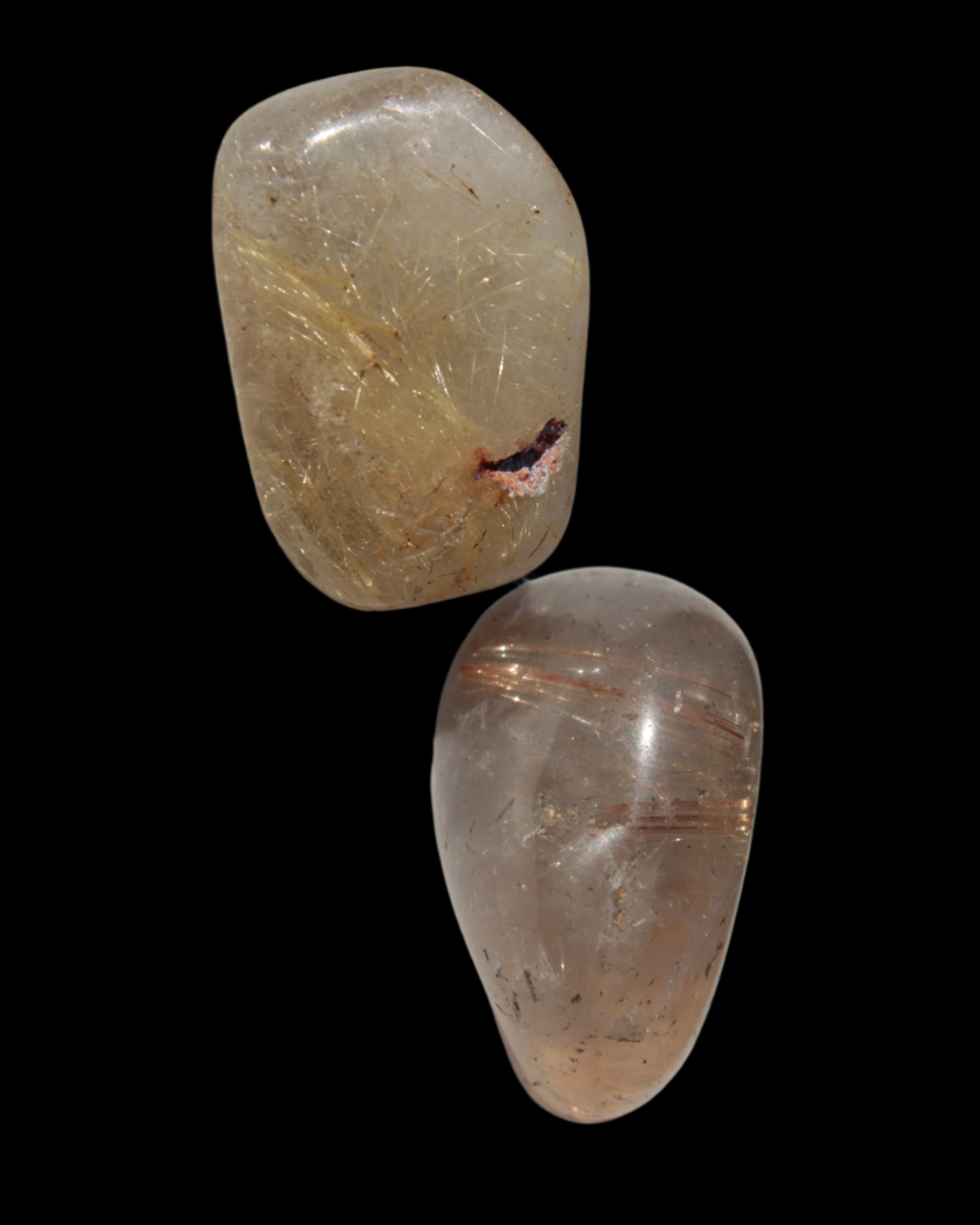 Golden Hair Rutile Quartz 2 tumbled crystals 12-15g in sunshine - Rocks and Things Store
