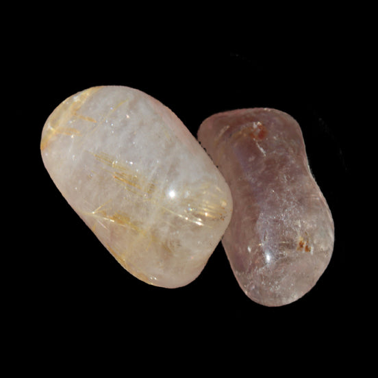 Golden Hair Rutile Quartz 2 tumbled crystals 12-15g in sunlight - Rocks and Things Store