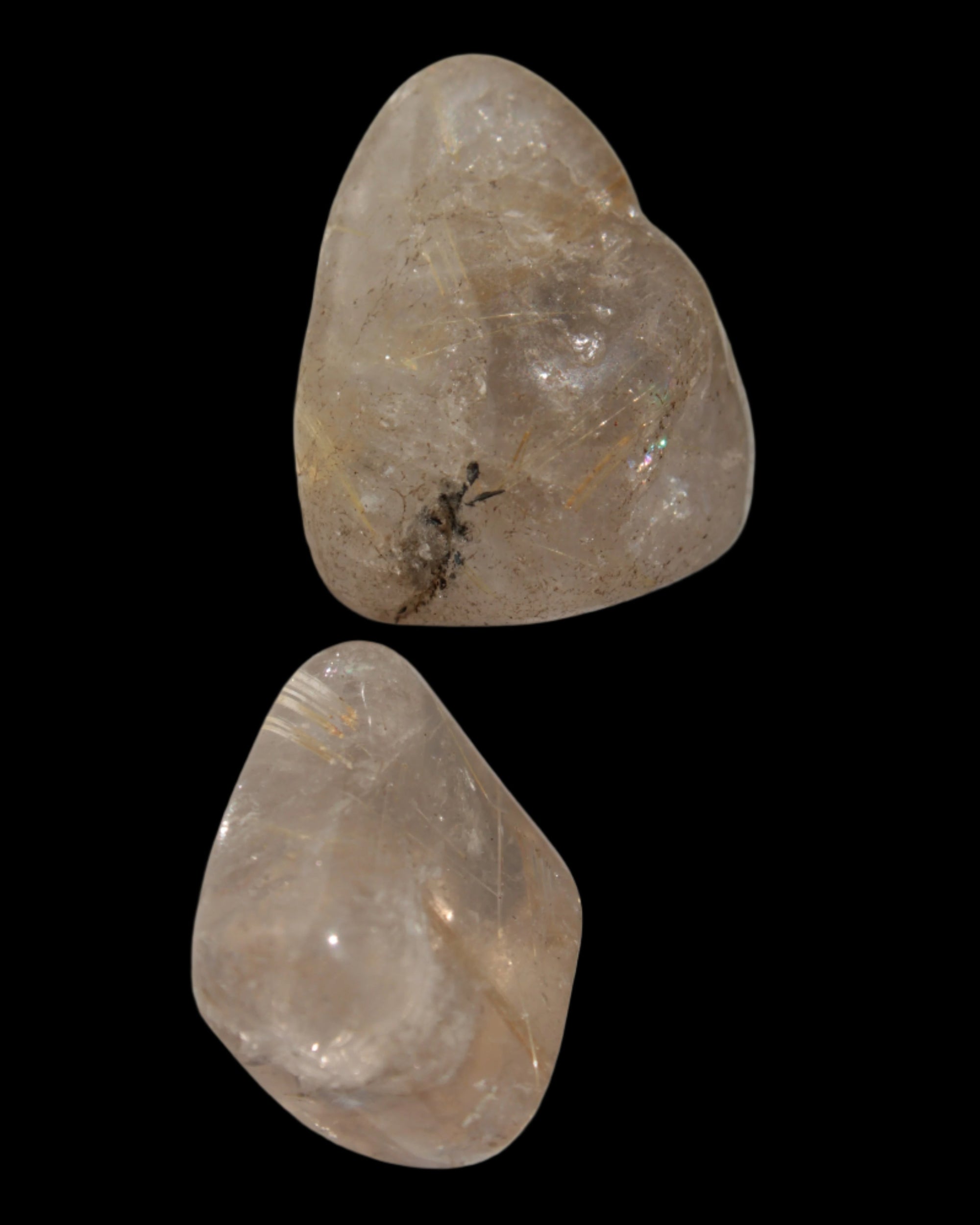 Golden Hair Rutile Quartz 2 tumbled crystals 12-15g in sunshine - Rocks and Things Store