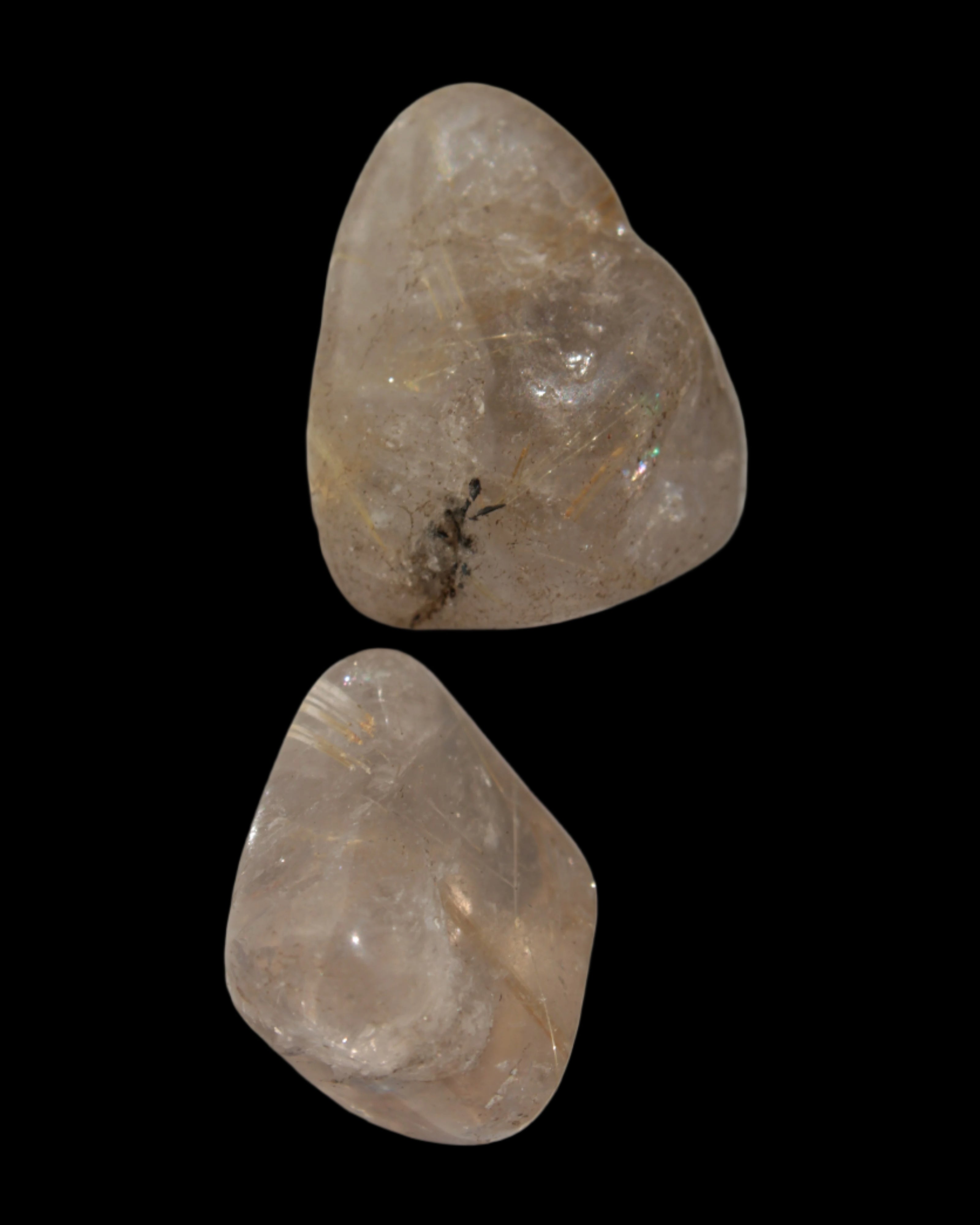 Golden Hair Rutile Quartz 2 tumbled crystals 12-15g in sunshine - Rocks and Things Store