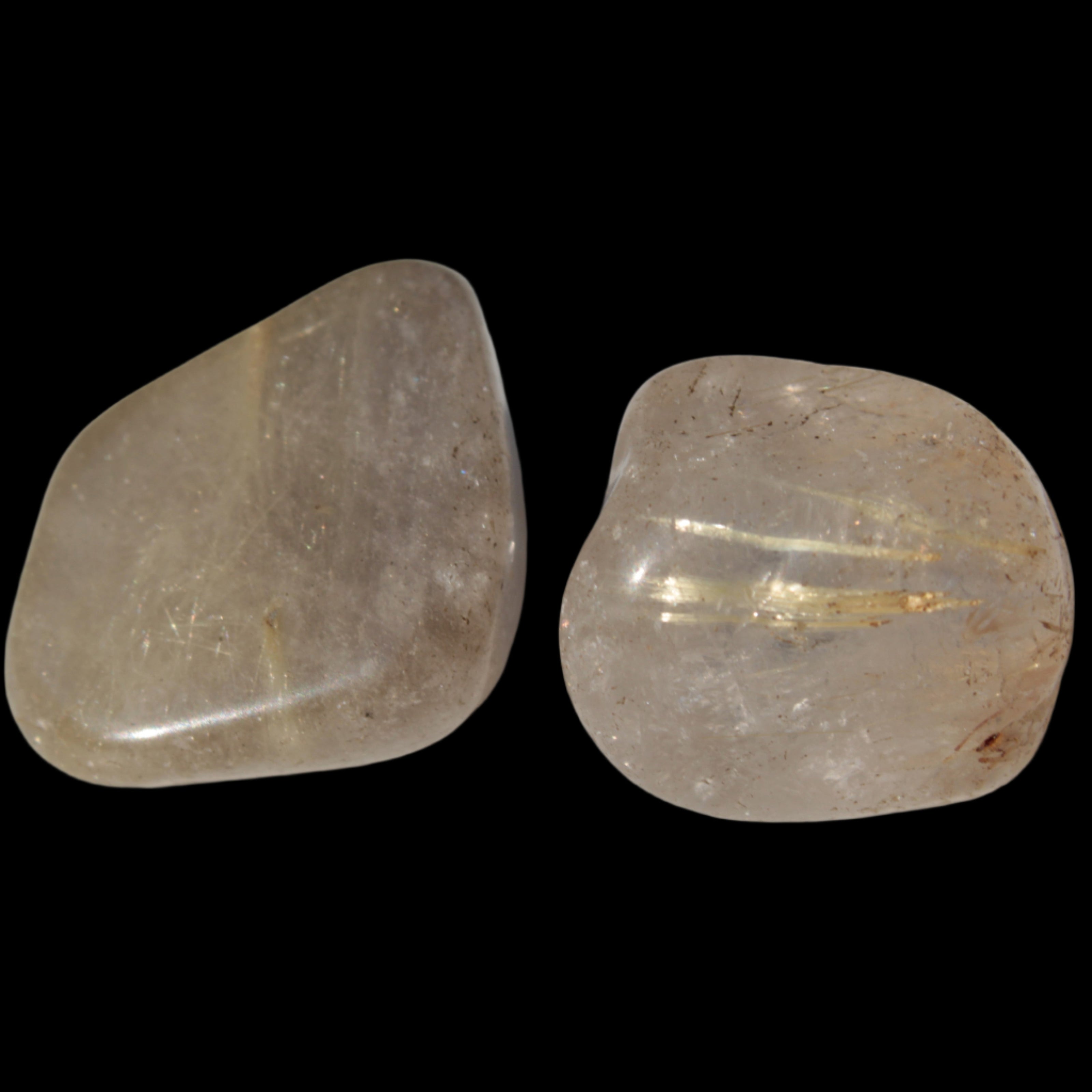 Golden Hair Rutile Quartz 2 tumbled crystals 12-15g in sunlight - Rocks and Things Store