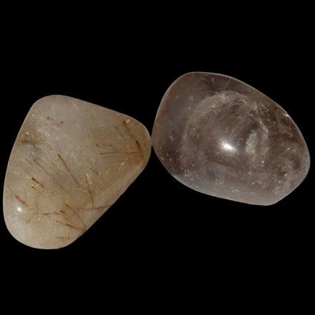 Golden Hair Rutile Quartz 2 tumbled crystals 12-15g in sunlight - Rocks and Things Store