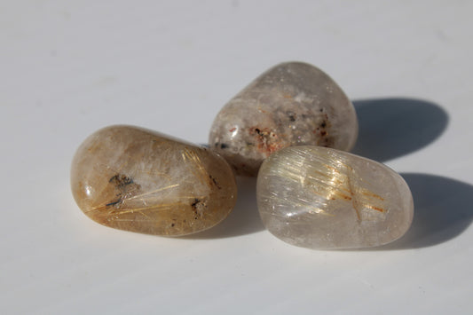 Golden Hair Rutile Quartz 3 tumbled crystals 23-25g Rocks and Things