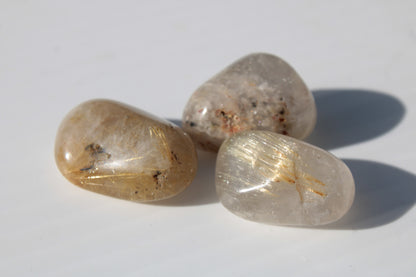 Golden Hair Rutile Quartz 3 tumbled crystals 23-25g Rocks and Things