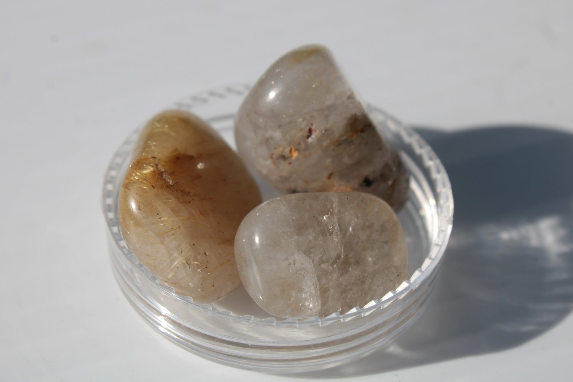 Golden Hair Rutile Quartz 3 tumbled crystals 23-25g Rocks and Things