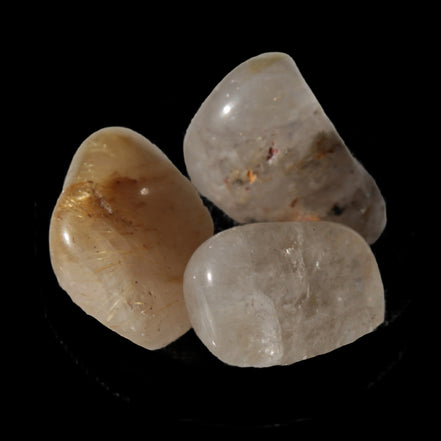 Golden Hair Rutile Quartz 3 tumbled crystals 23-25g in sunshine - Rocks and Things Store