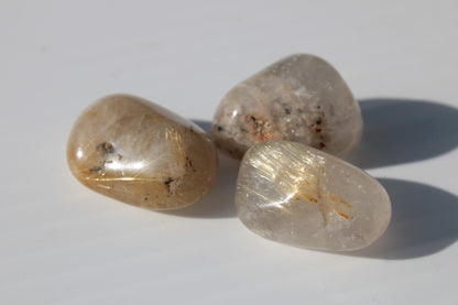 Golden Hair Rutile Quartz 3 tumbled crystals 23-25g Rocks and Things