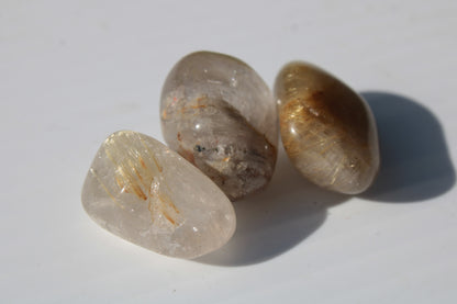 Golden Hair Rutile Quartz 3 tumbled crystals 23-25g Rocks and Things