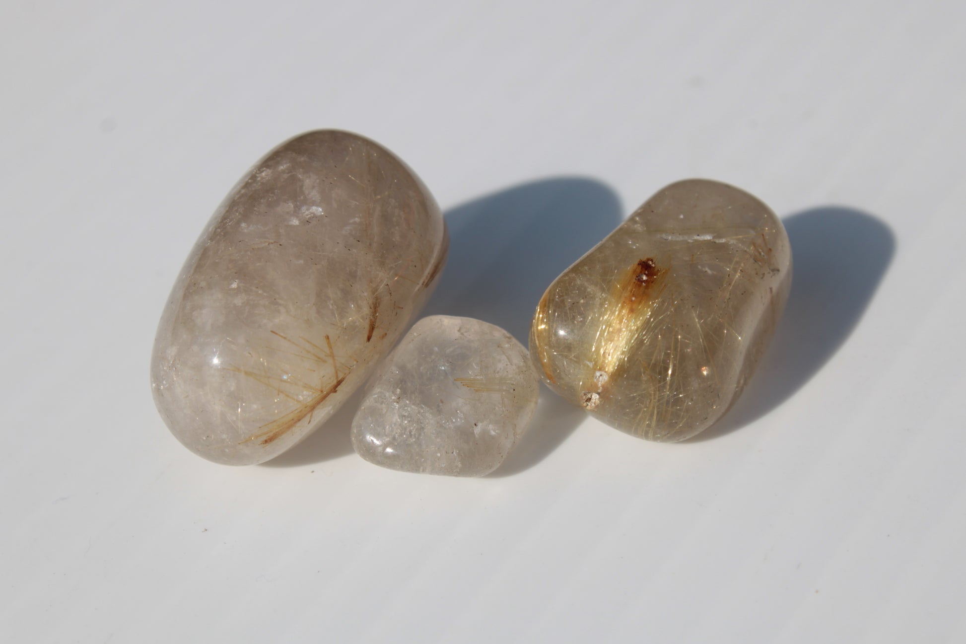 Golden Hair Rutile Quartz 3 tumbled crystals 23-25g Rocks and Things