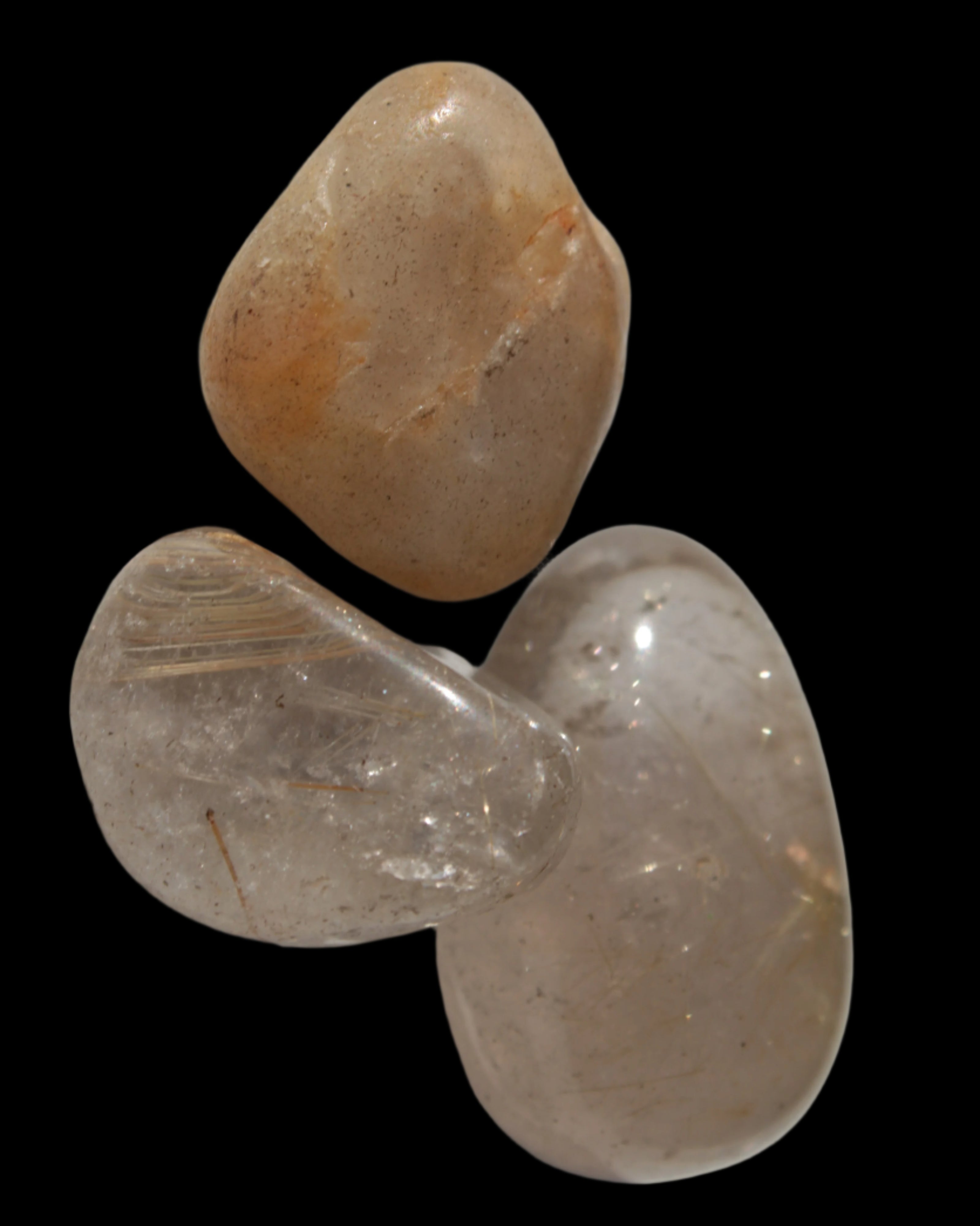 Golden Hair Rutile Quartz 3 tumbled crystals 23-25g in sunshine - Rocks and Things Store