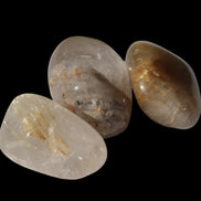 Golden Hair Rutile Quartz 3 tumbled crystals 23-25g in sunshine - Rocks and Things Store