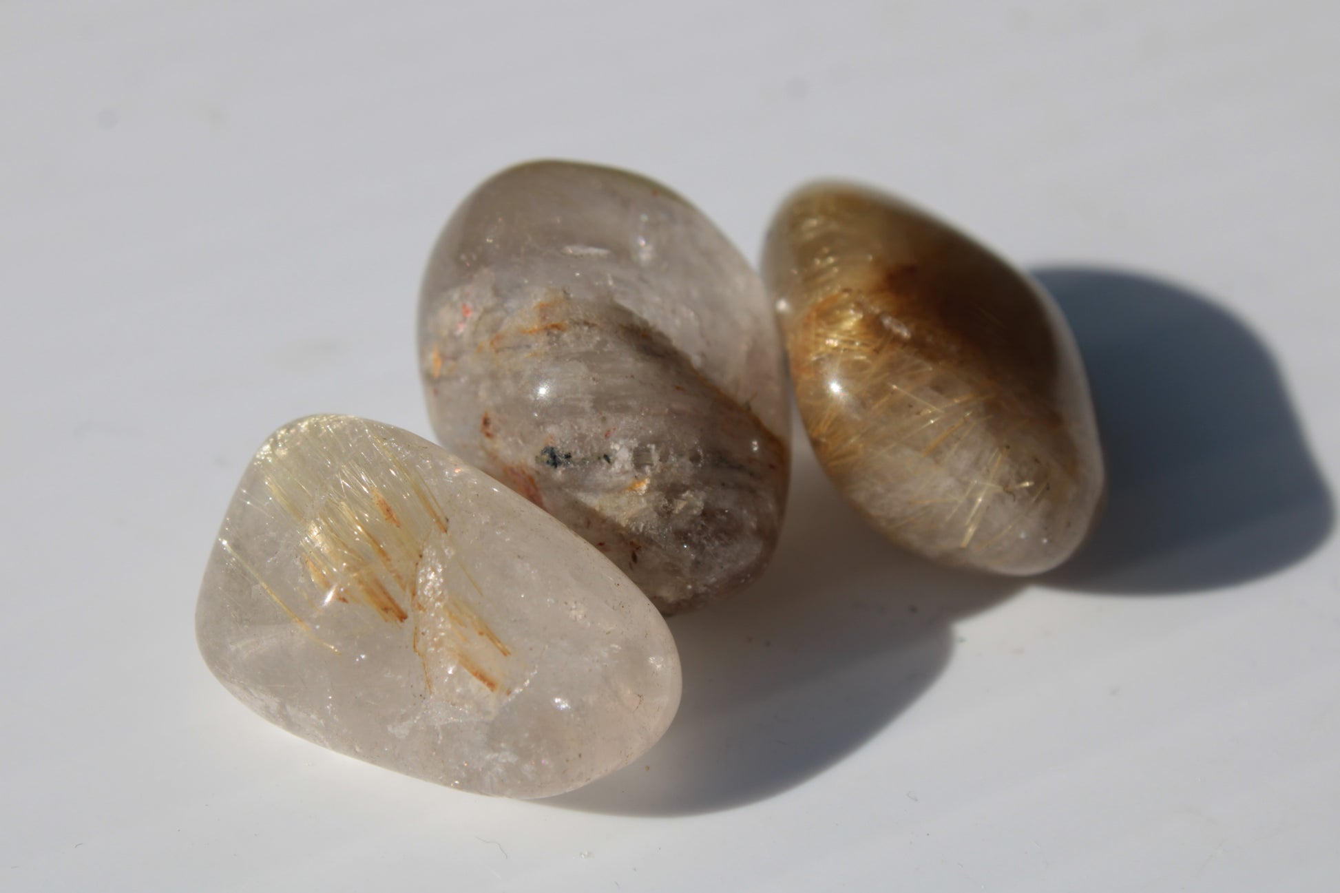 Golden Hair Rutile Quartz 3 tumbled crystals 23-25g Rocks and Things