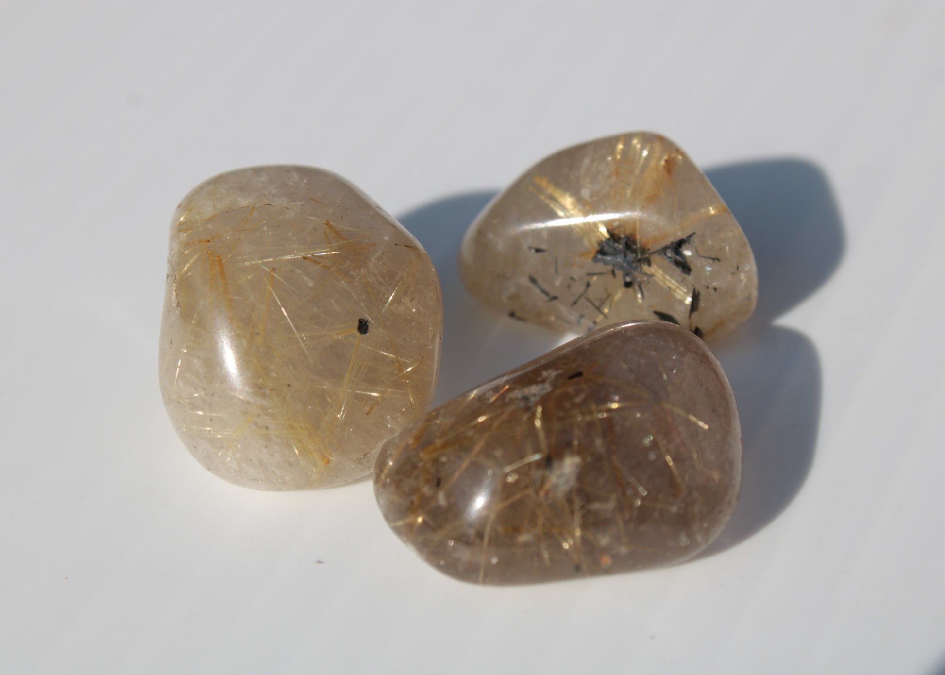 Golden Hair Rutile Quartz 3 tumbled crystals 23-25g Rocks and Things