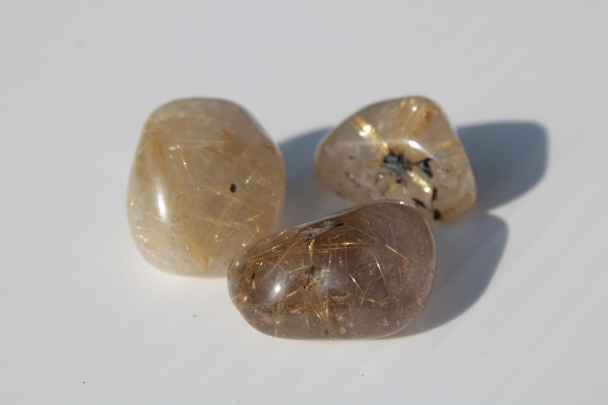 Golden Hair Rutile Quartz 3 tumbled crystals 23-25g Rocks and Things